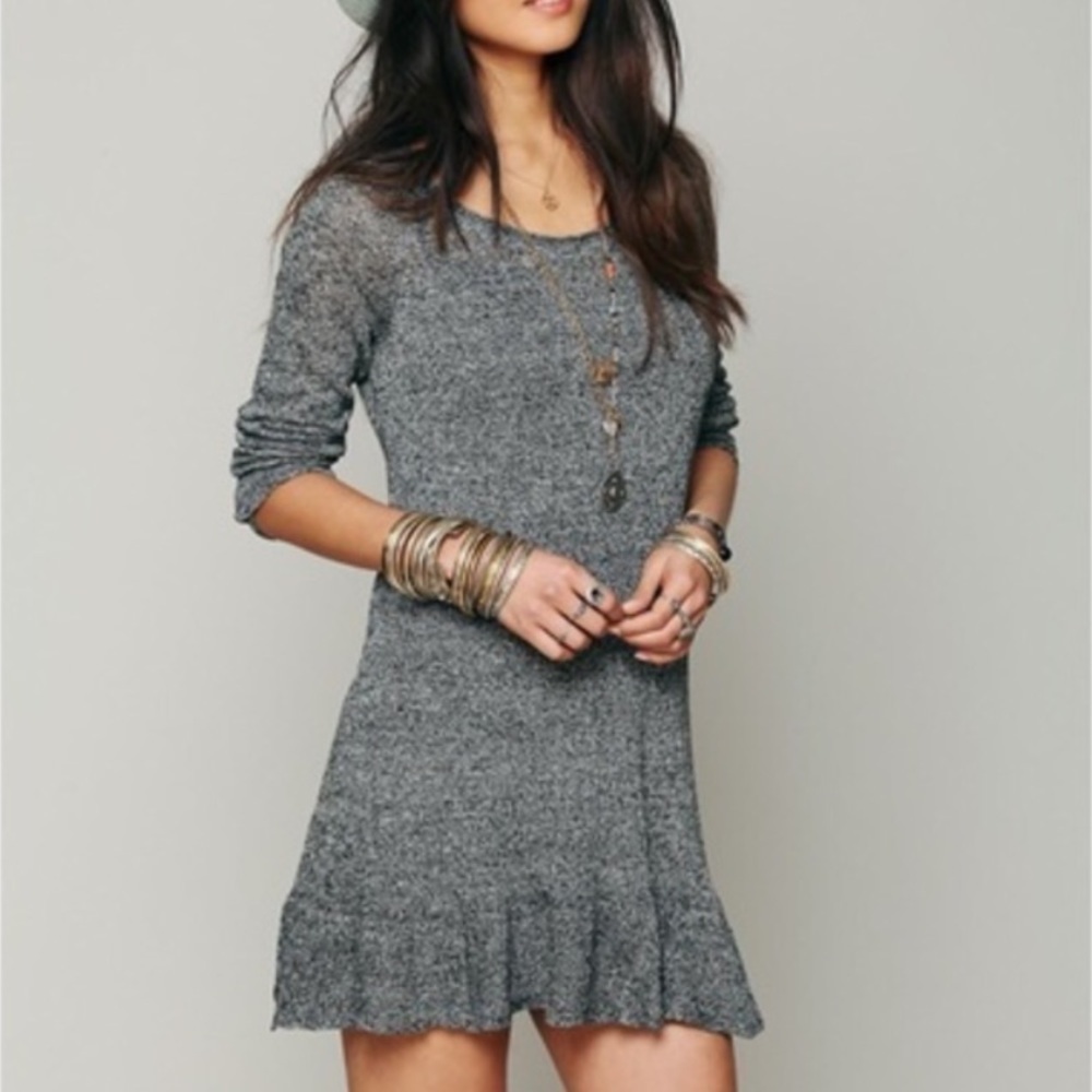 Free People Ruffle Your Hem Tunic Linen Knit Small
